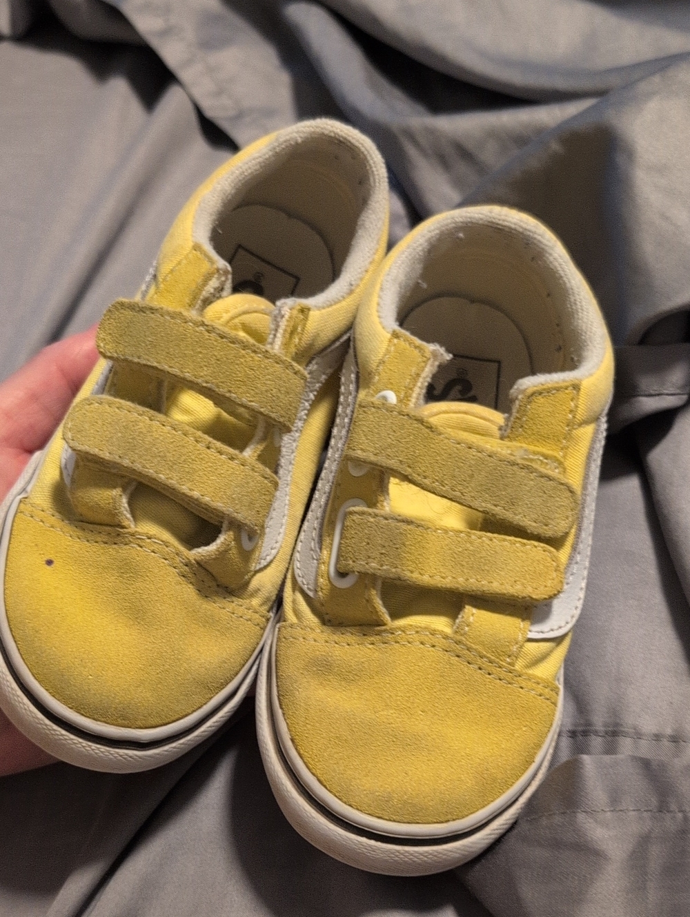 Yellow Vans Velcro Slip-Ons - Kids Shoes